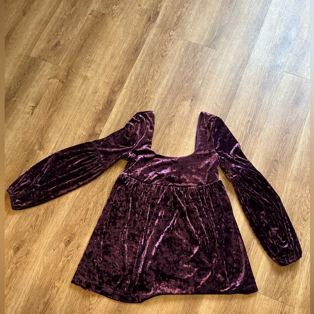 Free people crushed velvet mini dress or tunic top baby doll